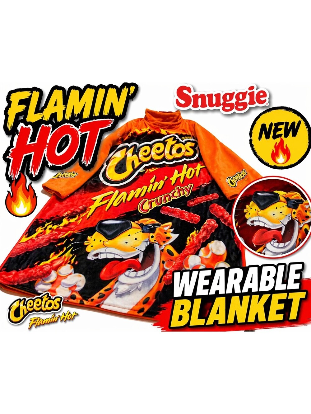 Snuggie Blanket Cheetos Flamin Hot One Size Sleeved Fleece Orange Promo